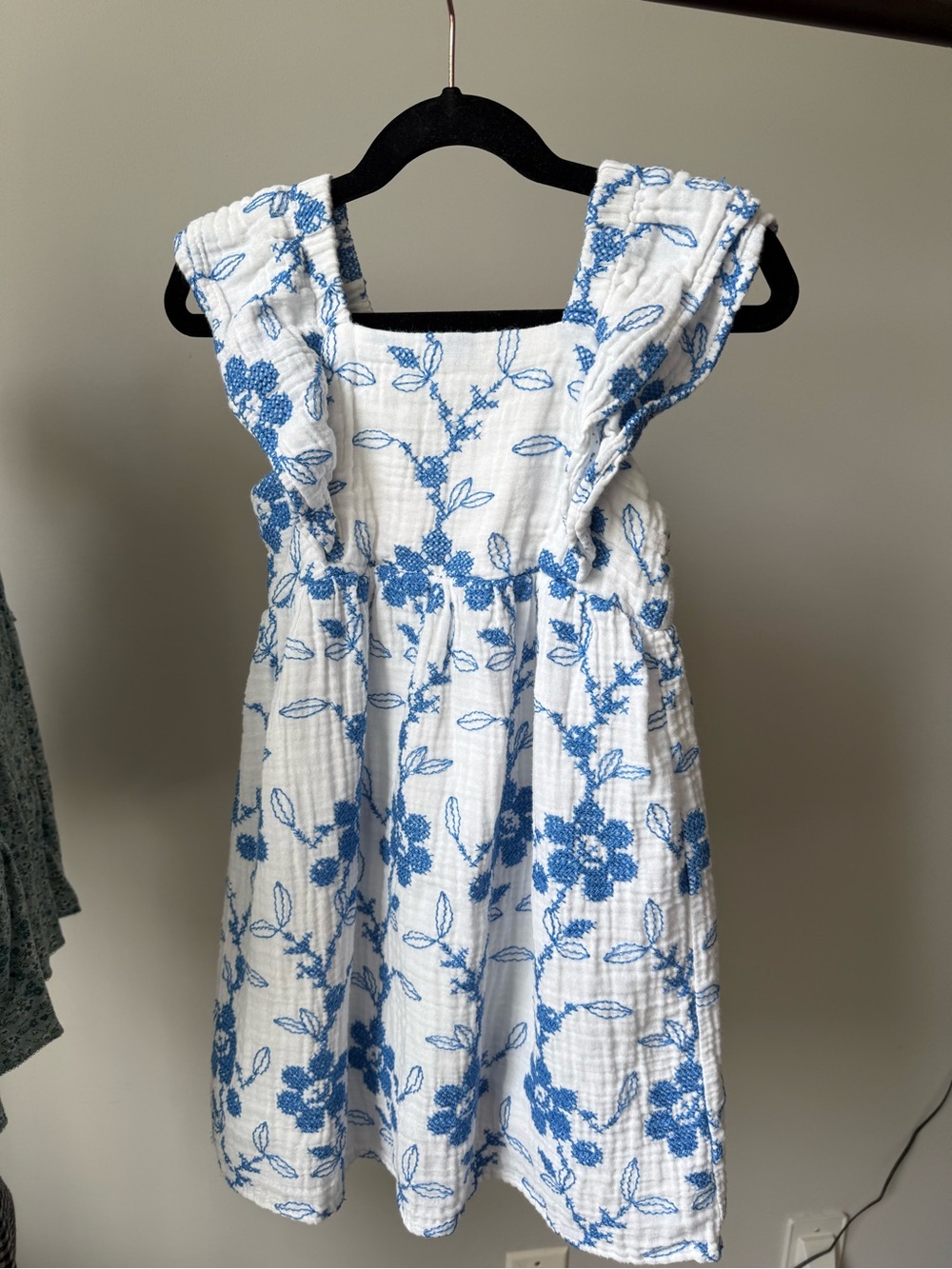 Zara White Dress with Blue Floral Print